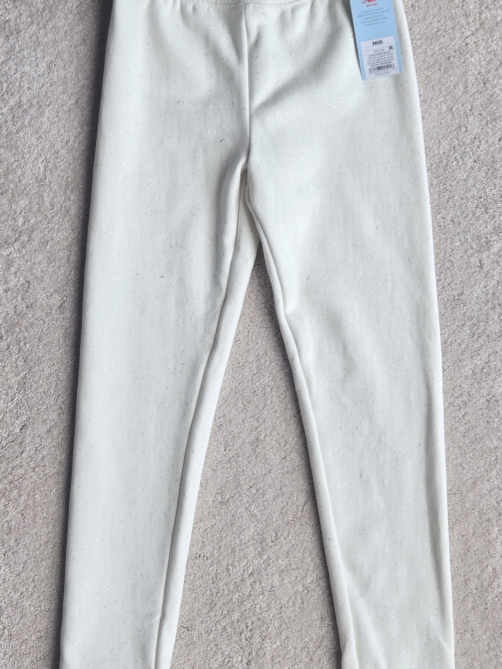 Cat & Jack White Sparkle Kids Leggings COZY Fleece Lined